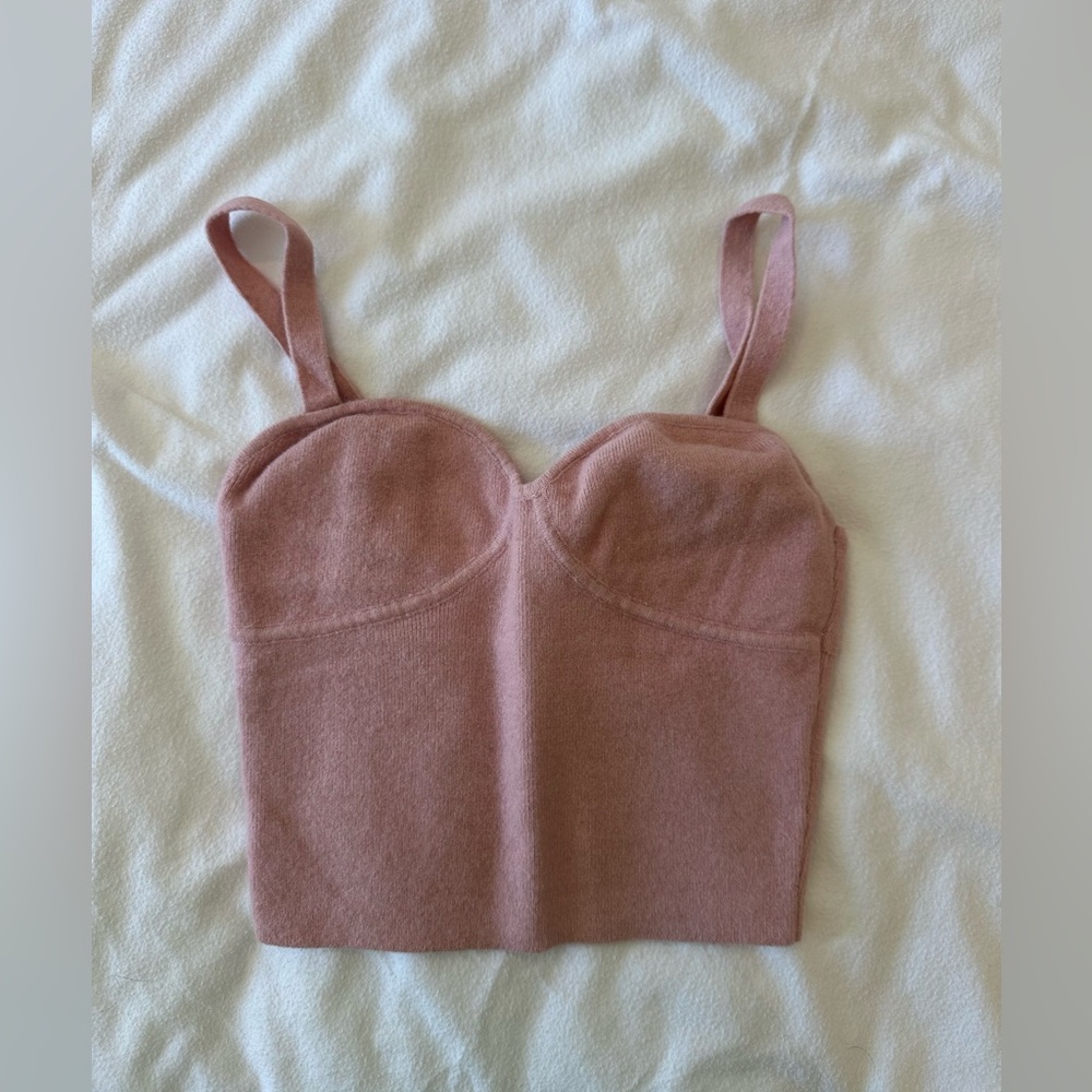Pink Knit Crop Top by Wilfred Aritzia